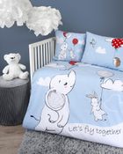 Elefant, set lenjerie de pat single, albastru, 90-120 cm