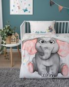 Elefant, set lenjerie de pat single, albastru, 90-120 cm