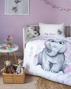Elefant, set lenjerie de pat single, roz, 100-135 cm
