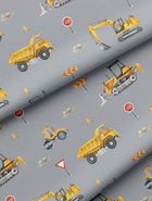 Fluo, set de lenjerie de pat pentru tineri, 160-200 cm + 70-80 cm, Excavator