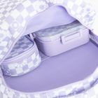 Kayokki, cutie de pranz compartimentata, 23-7-17 cm, 1200 ml, carouri, alb-violet