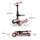 Kinderkraft, Halley 2, trotineta cu 3 roti de echilibru 2in1, LED, Rose Pink