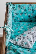 Lemuri, set lenjerie de pat si aparatori patut, 3 piese, menta verde, 90-120 cm