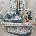 MimiNu, Caprioare, cearceaf din bumbac cu elastic, verde, 60-120 cm