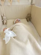 MimiNu, cearceaf cu elastic, din muselina, bej, 120-60 cm