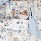 MimiNu, Piloti, set lenjerie de pat single cu umplutura, albastru, 100-135 cm