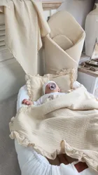 MimiNu, set: patura 60-70 cm + perna 30-40 cm, muselina, bej