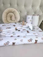 MimiNu, Ursuleti, aparatori pentru patut din bumbac, 180-30 cm, bej