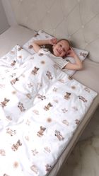 MimiNu, Ursuleti, set lenjerie de pat single cu umplutura, bej, 120-90 cm