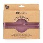 Petite&Mars, Take&Match, farfurie din silicon cu separatoare, ovala, Dusty Rose, 6m+