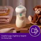 Philips Avent, Natural, Response, biberon cu ventil Air Free, 260 ml, 1 luni+, elefant, SCY673/81