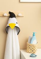 Sensillo, Water Friends, husa de baie moale cu aplicatie 3D, Pinguin, alb, 100-100 cm