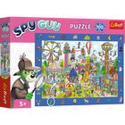 Trefl, familia Treflik, Spy Guy, Happy town + City, puzzle de observatie, 2-100 piese, set promotional