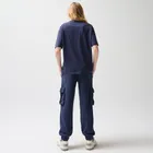 Tricou oversize bleumarin din bumbac pieptanat NOWEAR