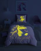 Unicorn, Fluo, set lenjerie de pat, single, 140-200 cm