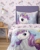 Unicorn, set lenjerie de pat single, 140-200 cm
