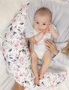 BabyMatex, Relax, perna de pozitionare cu husa din bumbac jerseu, 190 cm, roz-alb