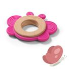 BabyOno, Butterfly, jucarie pentru dentitie din silicon si lemn, roz