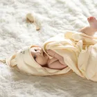 BabyOno, Halat de baie din bambus cu gluga, crem, 100-100 cm