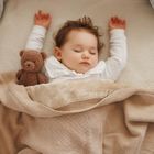 BabyOno, Patura din bumbac cu captuseala din flanela, bej deschis, 75-100 cm
