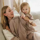 BabyOno, Patura din bumbac cu captuseala din flanela, bej inchis, 75-100 cm