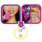 Barbie, Cap Stilist Curcubeu Neon + Color Reveal accesorii, set de joaca