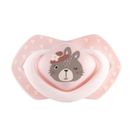 Canpol babies, Bonjour Paris, suzeta din silicon, simetrica, 0-6m, 2 buc., roz