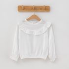 Cool Club, Bluza alba cu maneca lunga pentru fete, cu volanase
