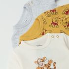 Cool Club, Body cu maneca lunga pentru baieti, gri, galben, ecru, imprimeu Winnie the Pooh, set, 3 buc.