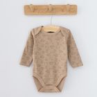Cool Club, Body cu maneca lunga pentru baieti, maro, ecru, imprimeu animale salbatice, set 3 buc.