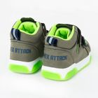 Cool Club, Ghete cu lumini led pentru baieti, culoare kaki, cu branturi de piele