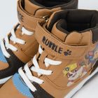 Cool Club, Ghete pentru baieti, maro, brant din piele, talpa cu leduri, imprimeu Paw Patrol