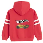 Cool Club, Hanorac cu gluga pentru baieti, cu fermoar, rosu, imprimeu Hot Wheels