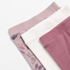 Cool Club, Pantaloni pentru fete, alb, violet, imprimeu flori, set 3 buc.