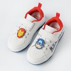 Cool Club, Pantofi sport pentru baieti, alb, talpa cu leduri, imprimeu Marvel Super Heroes
