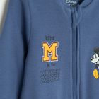 Cool Club, Pijama tip salopeta pentru baieti, albastru, gri, imprimeu Mickey Mouse, set, 2 buc.