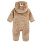 Cool Club, Pijama tip salopeta pentru baieti, bumbac organic, maro, plus, model ursulet