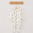 Cool Club, Pijama tip salopeta pentru fete, bumbac organic, ecru, roz, gri, imprimeu Bambi, set 3 buc.