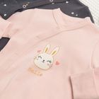 Cool Club, Pijama tip salopeta pentru fete, bumbac organic, roz, negru-grafit, imprimeu inimioare, set 2 buc.