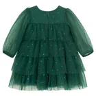 Cool Club, Rochie cu maneca lunga pentru fete, verde inchis
