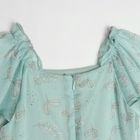 Cool Club, Rochie cu maneca scurta pentru fete, verde-menta, imprimeu frunze