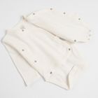 Cool Club, Set pentru baieti, Body cu maneca lunga, Pijama tip salopeta, Caciula, bumbac organic, ecru, maro