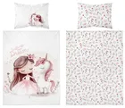 Detexpol, Unicorn, set lenjerie de pat single, din bumbac, 100-135 cm