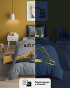 Fluo, set de lenjerie de pat pentru tineri, 160-200 cm + 70-80 cm, Excavator
