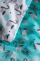 Lemuri, set lenjerie de pat si aparatori patut, 3 piese, menta verde, 90-120 cm
