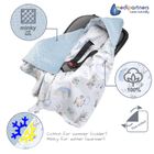 Medi Partners, Caprioare si Arici, patura cu doua fete, patura cu gluga, minky, albastru, 85-85 cm