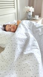 MimiNu, Mini stele gri, set lenjerie de pat single, 160-200 cm + 70-80 cm