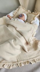 MimiNu, set: patura 60-70 cm + perna 30-40 cm, muselina, bej