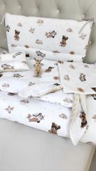 MimiNu, Ursuleti, set lenjerie de pat, 3 piese, bej, 120-90 cm