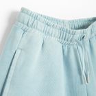 Pantaloni scurti loose albastri din bumbac pieptanat NOWEAR
